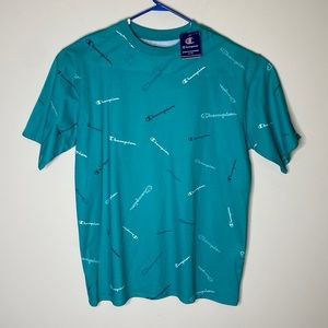 Champion Logo Shirt Short Sleeve Tee Light Green Authentic Athleticwear Mens NWT